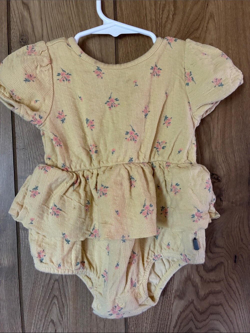 Baby Yellow Floral Peplum Romper Onesie